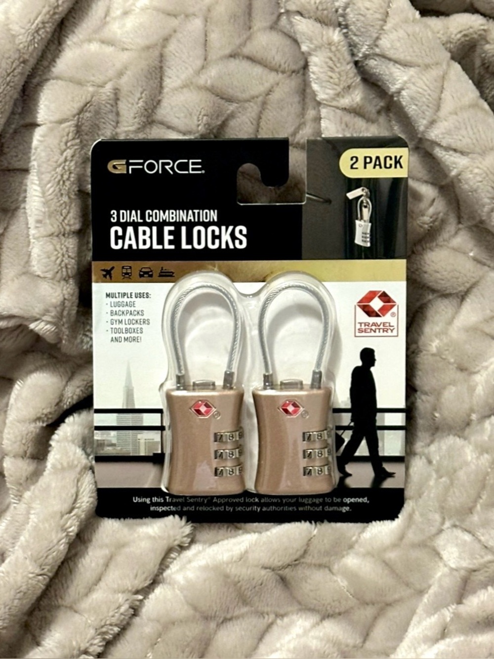 NEW GFORCE 3 DIAL COMBINATION
CABLE LOCKS 2PK Rose Gold/Silver OS